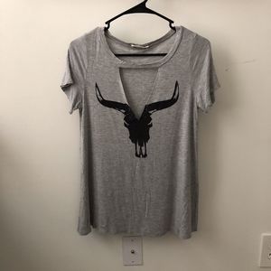 Gray Longhorn Cutout Tee